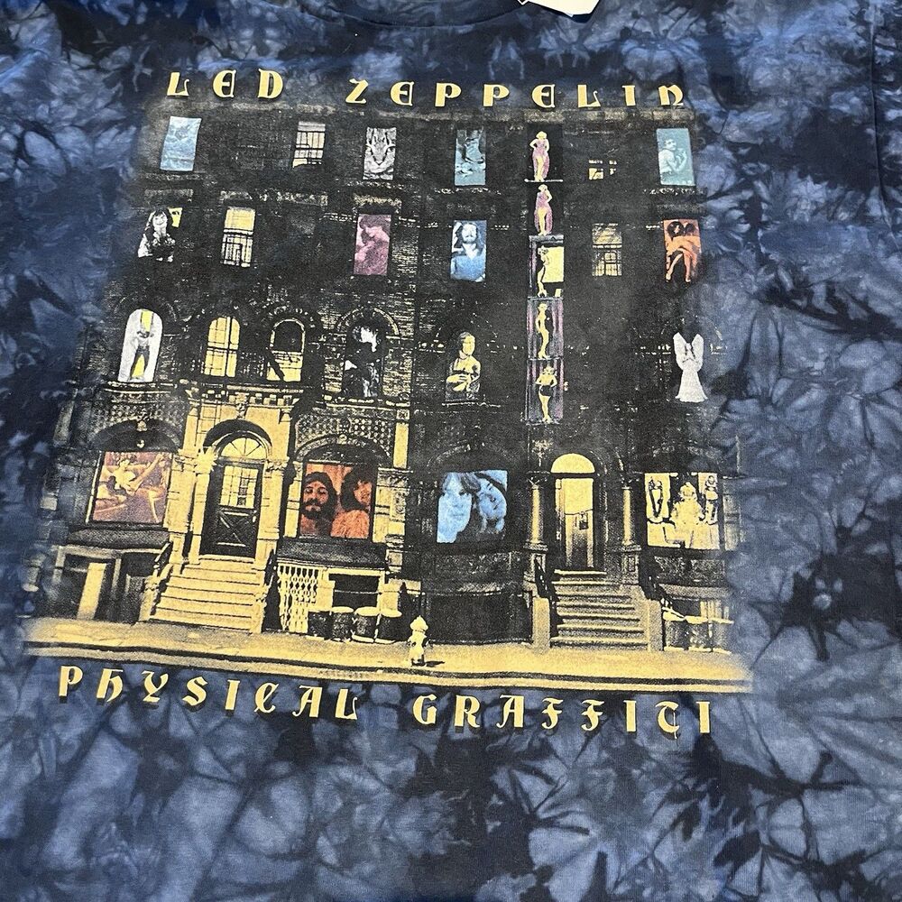 NWT VTG Liquid Blue Led Zeppelin T-Shirt Mens XL Tie Dye Physical Graffiti USA - Picture 5 of 11